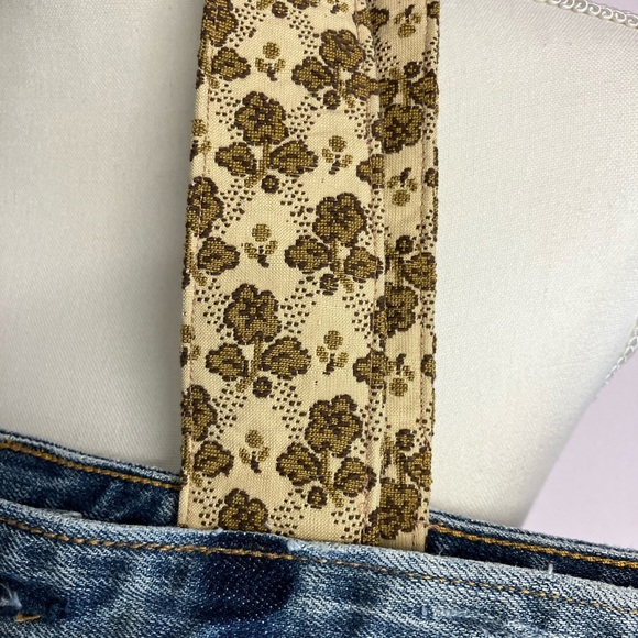 Handmade Upcycled Denim Bag/Tote, Distressed, Blue/Brown - Picture 3 of 4